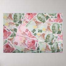 Turkish Money Background Print