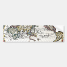 Turn of the 18th century world map bumper sticker