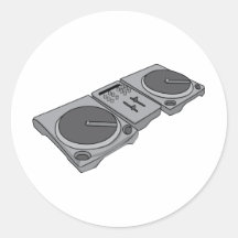 Turntable Phonograph Record Player DJ Round Sticker