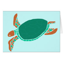 Turq and Orange brown honu blank card