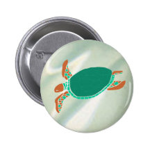 Turq and Orange brown honu button