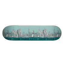 turqouise NYC text Skate Deck