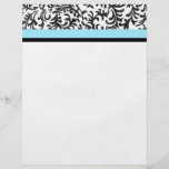 Turquoise and Black Floral Pattern Personalised Flyer