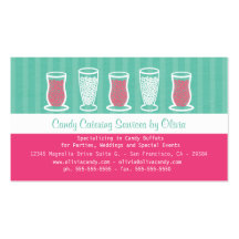 Turquoise and Pink Candy Catering Business Card