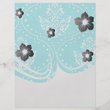 turquoise and white henna style damask. personalised flyer