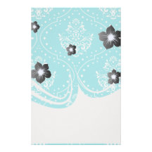 turquoise and white henna style damask. stationery design