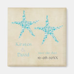 Turquoise Aqua Starfish Pair Save the Date Magnet