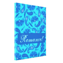 Turquoise & Blue Customizable Paisley Romance Art Canvas Print