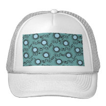 Turquoise blue polka dots mesh hat