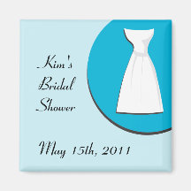 Turquoise bridal shower magnet with dress
