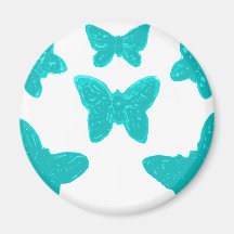 Turquoise Butterfly Pattern Fridge Magnets