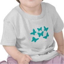 Turquoise Butterfly Pattern T Shirt