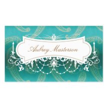 Turquoise Chandelier Paisley Business Card Templat