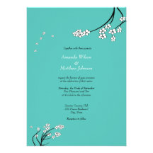 Turquoise Cherry Blossom Wedding Invitations