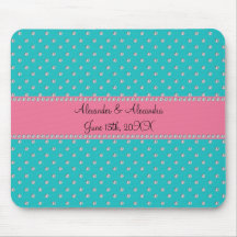Turquoise diamonds wedding favours mouse mats