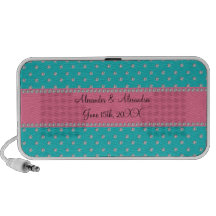 Turquoise diamonds wedding favours notebook speakers