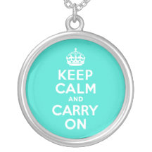 Turquoise Keep Calm and Carry On Necklace