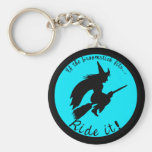 Turquoise Moon Witch Halloween Funny Keychain