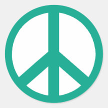 Turquoise Peace Symbol Stickers