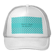 Turquoise polka dots wedding favours hat
