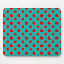 Turquoise red apple pattern mouse mat