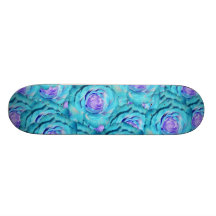 Turquoise roses skateboard deck