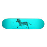 Turquoise Running Zebra Skate Board Deck