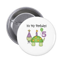 Turtle 5th Birthday Pinback Buttons