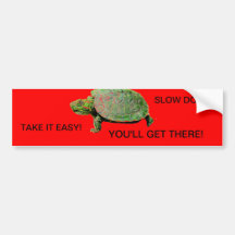 TURTLE BUMPER STICKER, SLOW DOWN BUDDY MESSAGE