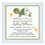 Turtle in Diapers Baby Shower Invitations Blue