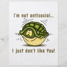 turtle not antisocial just dont like you full colour flyer