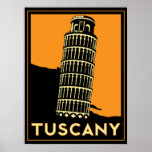 tuscany italy art deco retro poster