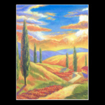 Tuscany Landscape Painting - Multi postcards