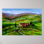TUSCANY LANDSCAPE WITH GREEN HILLS POSTERS