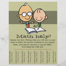 Tutor Tutoring Math Reading promo tear sheet Full Color Flyer
