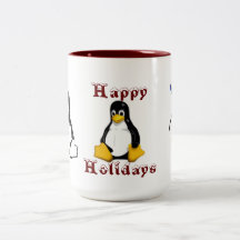 Tux Happy Holidays Mugs