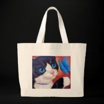 Tuxedo Cat Butterfly Painting - Multi bags