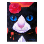 Tuxedo Cat Butterfly Painting - Multi Postcard