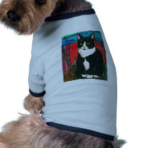 Tuxedo Cat Stained Glass Design Art T-Shirt Pet Tshirt