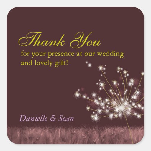 Twilight Dandelion Fall Wedding Thank You Stickers