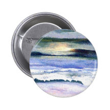 Twilight Ocean Waves Beach Surf Decor Art Pin