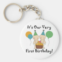 Twin Babies 1st Birthday Tshirts and Gifts Key Chains
