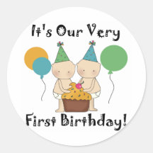 Twin Babies 1st Birthday Tshirts and Gifts Sticker