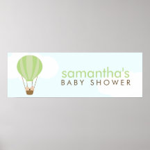 Twin Babies in a Balloon Baby Shower Poster
