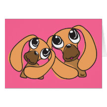 Twin Dachshund  Blank Card