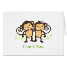 Twin Monkeys Thank You Card