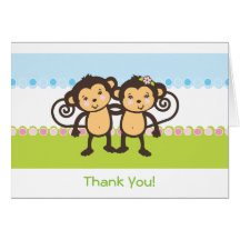 Twin Monkeys Thank You Card