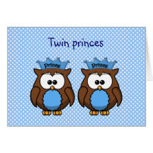 twin owl princes greeting cards
