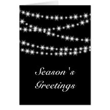 Twinkle Lights Season's Greetings (black) Greeting Card