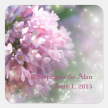 Twinkling Pink Lilacs Wedding Stickers